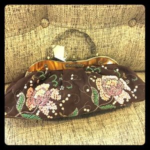 Vintage style Retro Flower Spangle Party Bag NWT